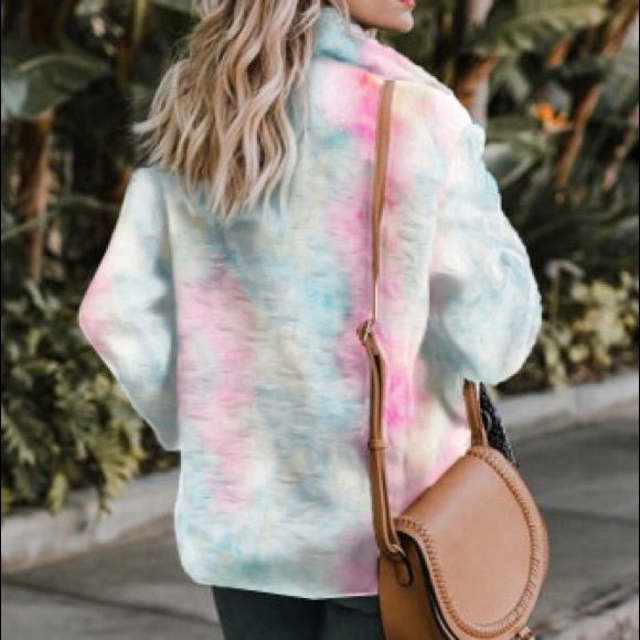 HPx2 Tie Dye Open Front Fleece Coat - Picture 3 of 4